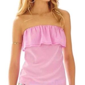 LILLY PULITZER- 100% silk strapless top